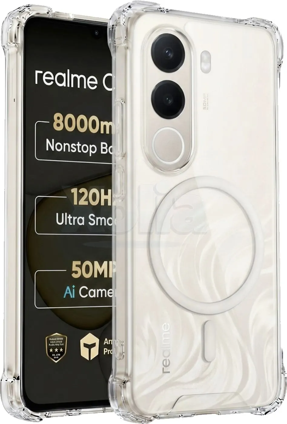 Xolia Back Cover for realme C100x (Transparent, Shock Proof, Polycarbonate, Silicon, Pack of: 1)