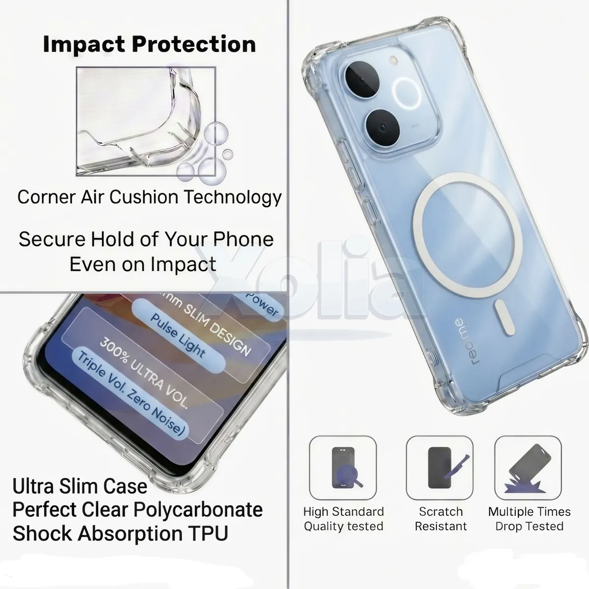 Xolia Back Cover for Realme C71 (Transparent, Shock Proof, Polycarbonate, Silicon, Pack of: 1) — image 3 of 5