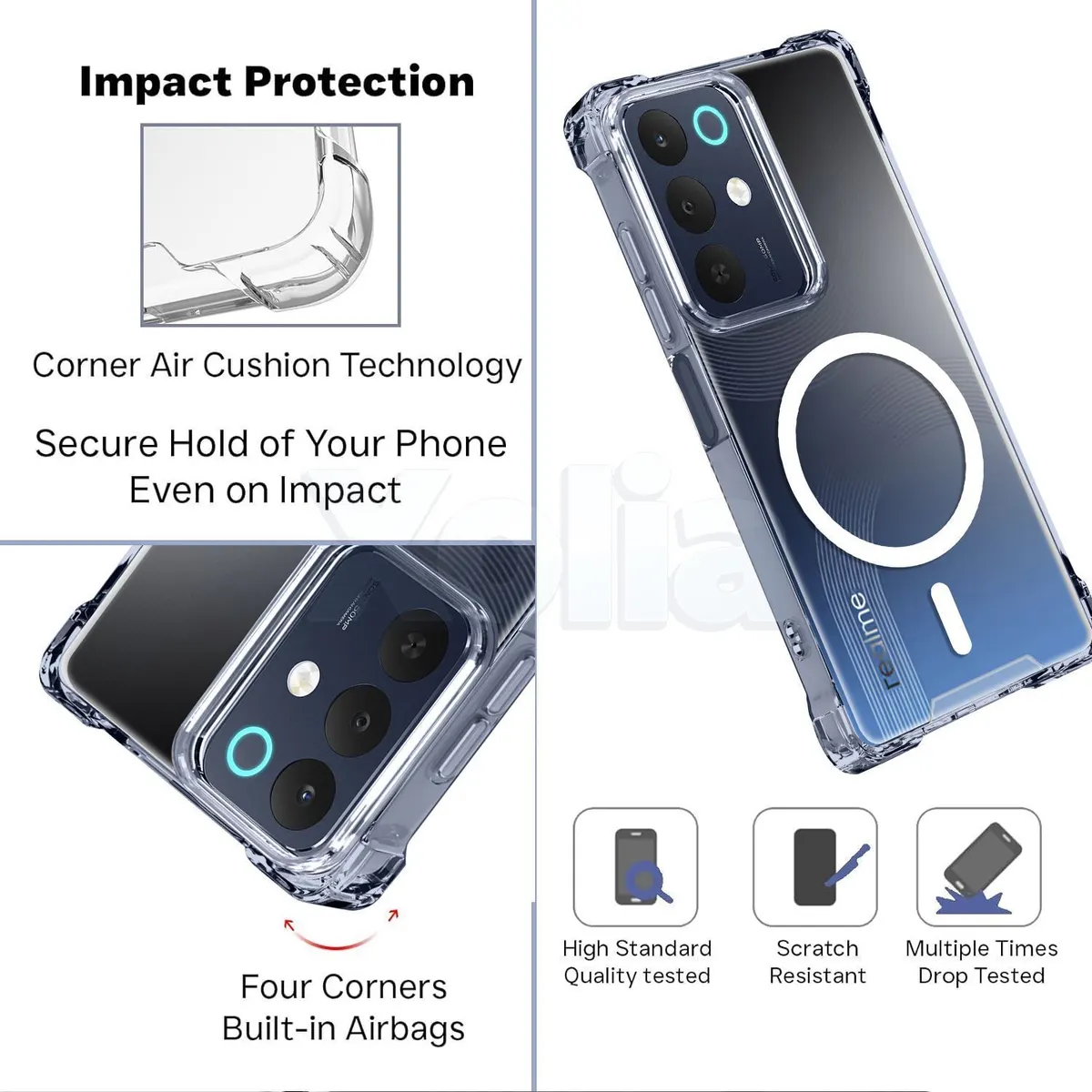 Xolia Back Cover for Realme C85 5G (Transparent, Shock Proof, Polycarbonate, Silicon, Pack of: 1) — image 3 of 5