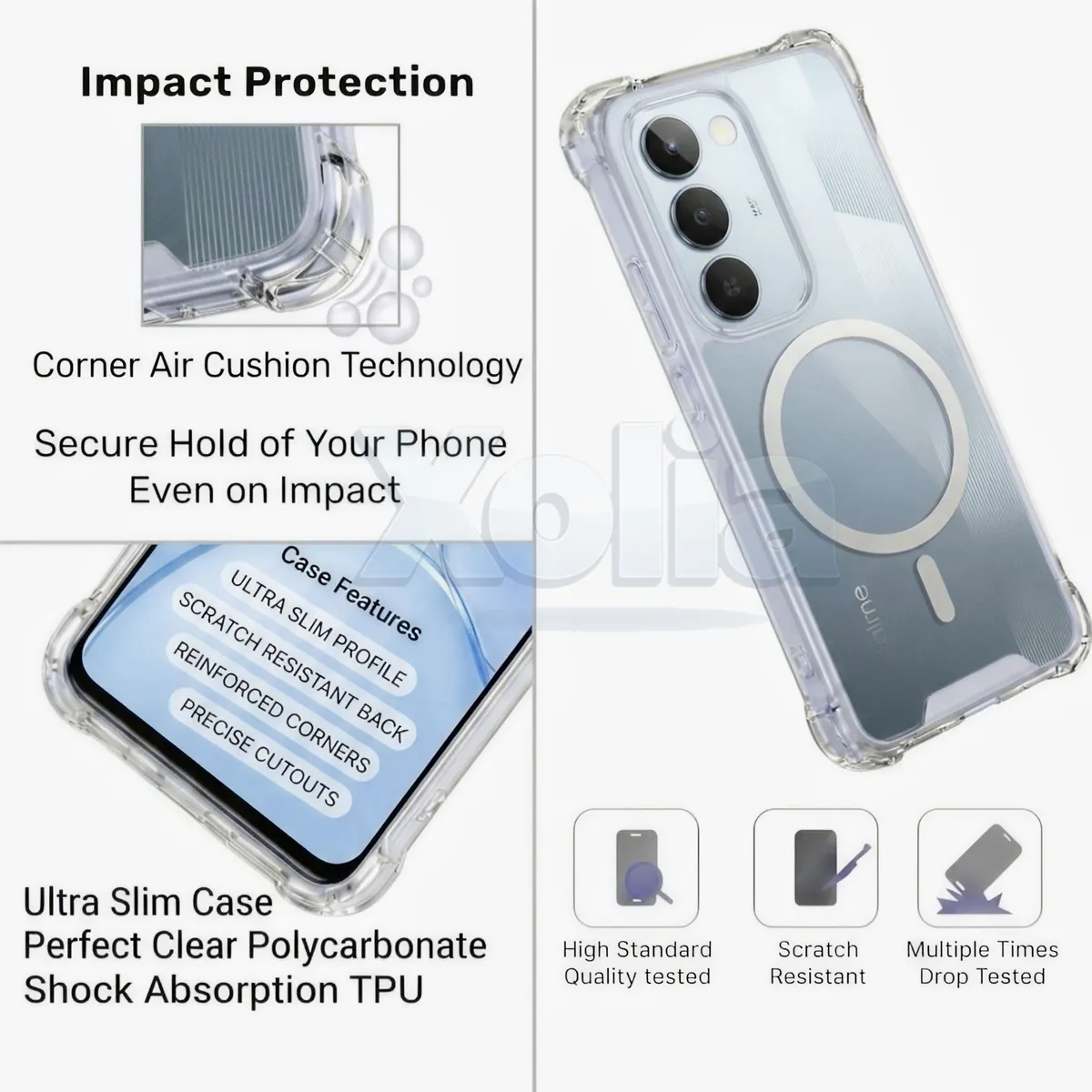 Xolia Back Cover for Realme Narzo 100 Lite 5G (Transparent, Shock Proof, Polycarbonate, Silicon, Pack of: 1) — image 3 of 4