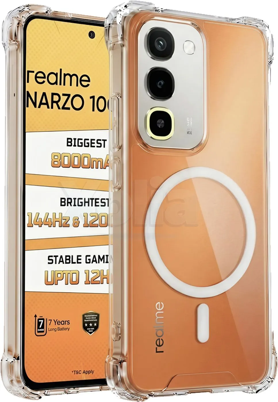 Xolia Back Cover for realme NARZO 100x 5G (Transparent, Shock Proof, Polycarbonate, Silicon, Pack of: 1)