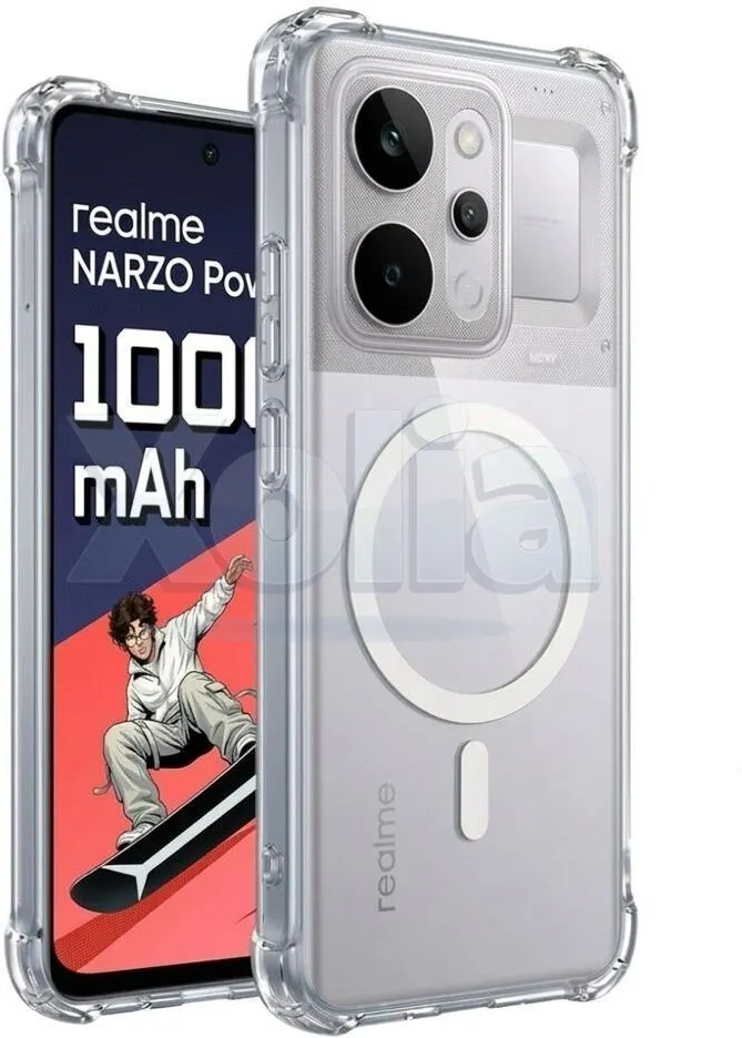 Xolia Back Cover for Realme Narzo Power 5G (Transparent, Shock Proof, Polycarbonate, Silicon, Pack of: 1)
