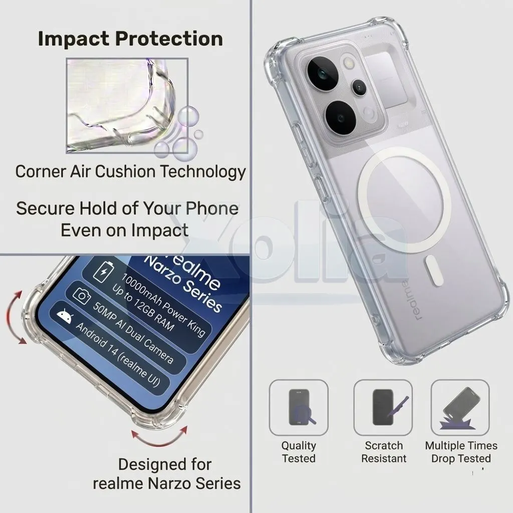 Xolia Back Cover for Realme Narzo Power 5G (Transparent, Shock Proof, Polycarbonate, Silicon, Pack of: 1) — image 3 of 4