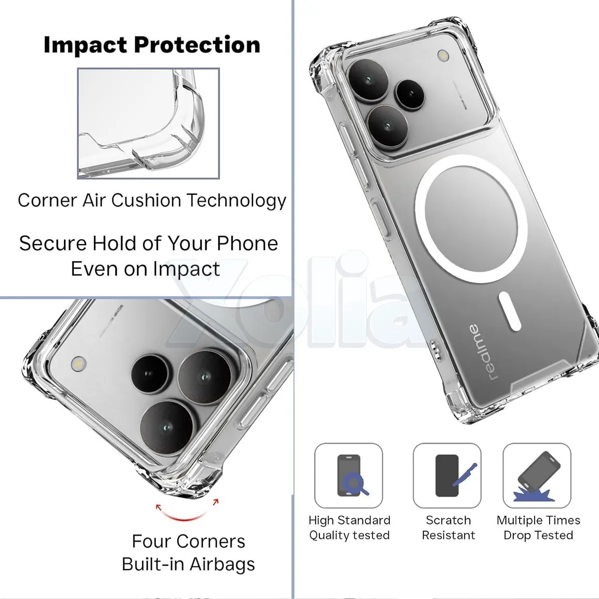 Xolia Back Cover for REALME P4 5G (Transparent, Shock Proof, Polycarbonate, Silicon, Pack of: 1) — image 3 of 5