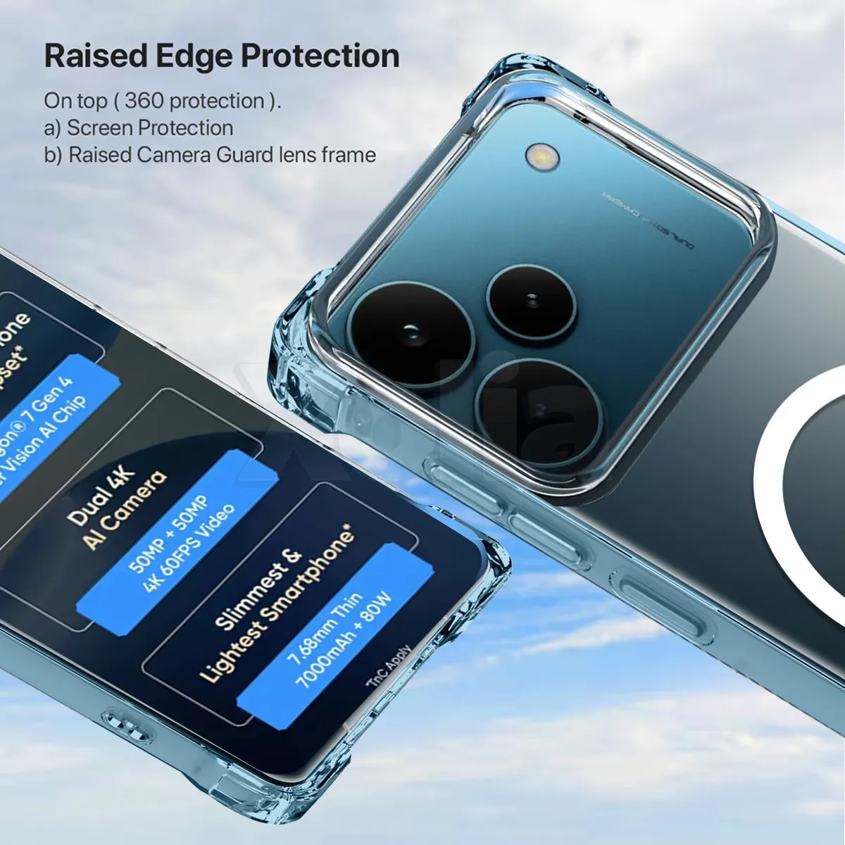 Xolia Back Cover for Realme P4 Pro 5G (Transparent, Shock Proof, Polycarbonate, Silicon, Pack of: 1) — image 2 of 5