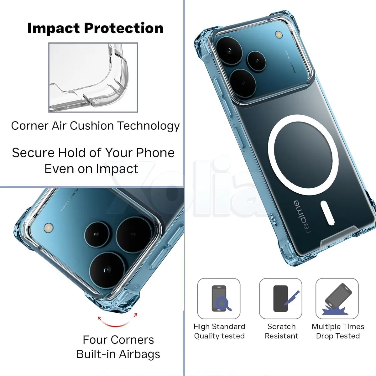 Xolia Back Cover for Realme P4 Pro 5G (Transparent, Shock Proof, Polycarbonate, Silicon, Pack of: 1) — image 3 of 5