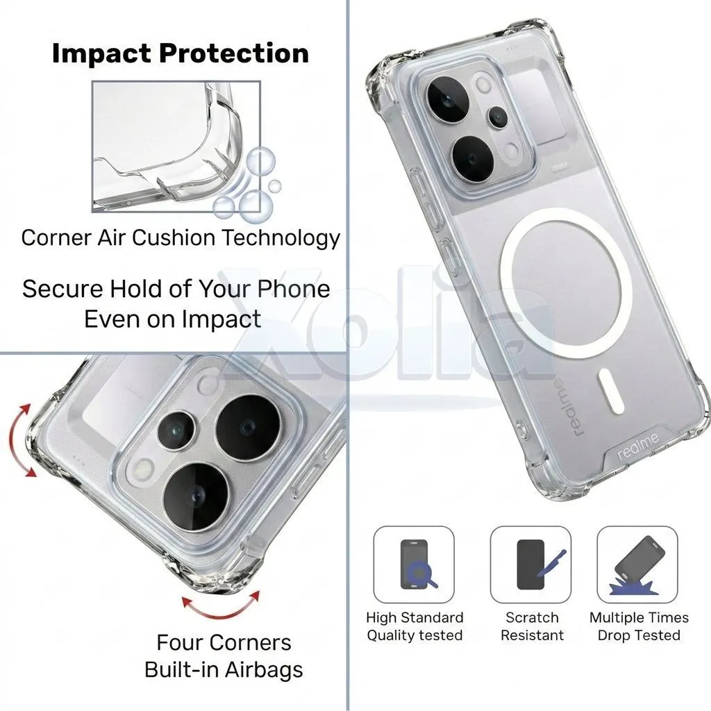 Xolia Back Cover for Realme P4 Power 5G (Transparent, Shock Proof, Polycarbonate, Silicon, Pack of: 1) — image 3 of 4