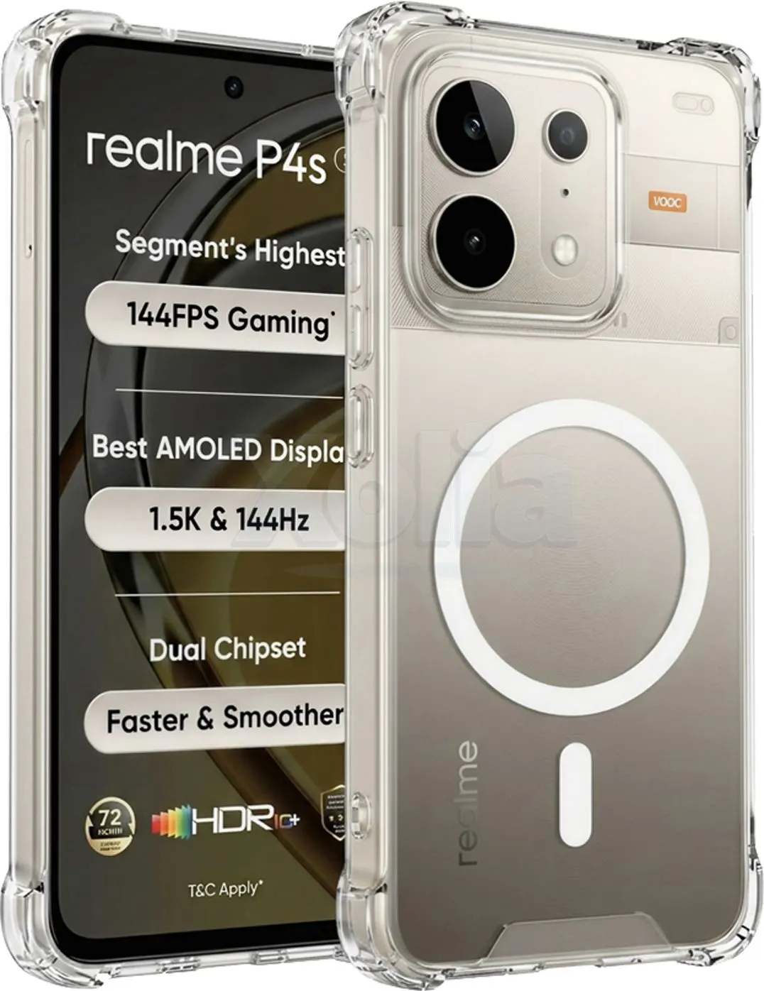 Xolia Back Cover for realme P4s 5G (Transparent, Shock Proof, Polycarbonate, Silicon, Pack of: 1)