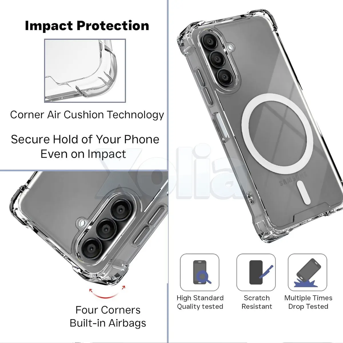 Xolia Back Cover for SAMSUNG GALAXY A15 5G (Transparent, Shock Proof, Polycarbonate, Silicon, Pack of: 1) — image 3 of 5
