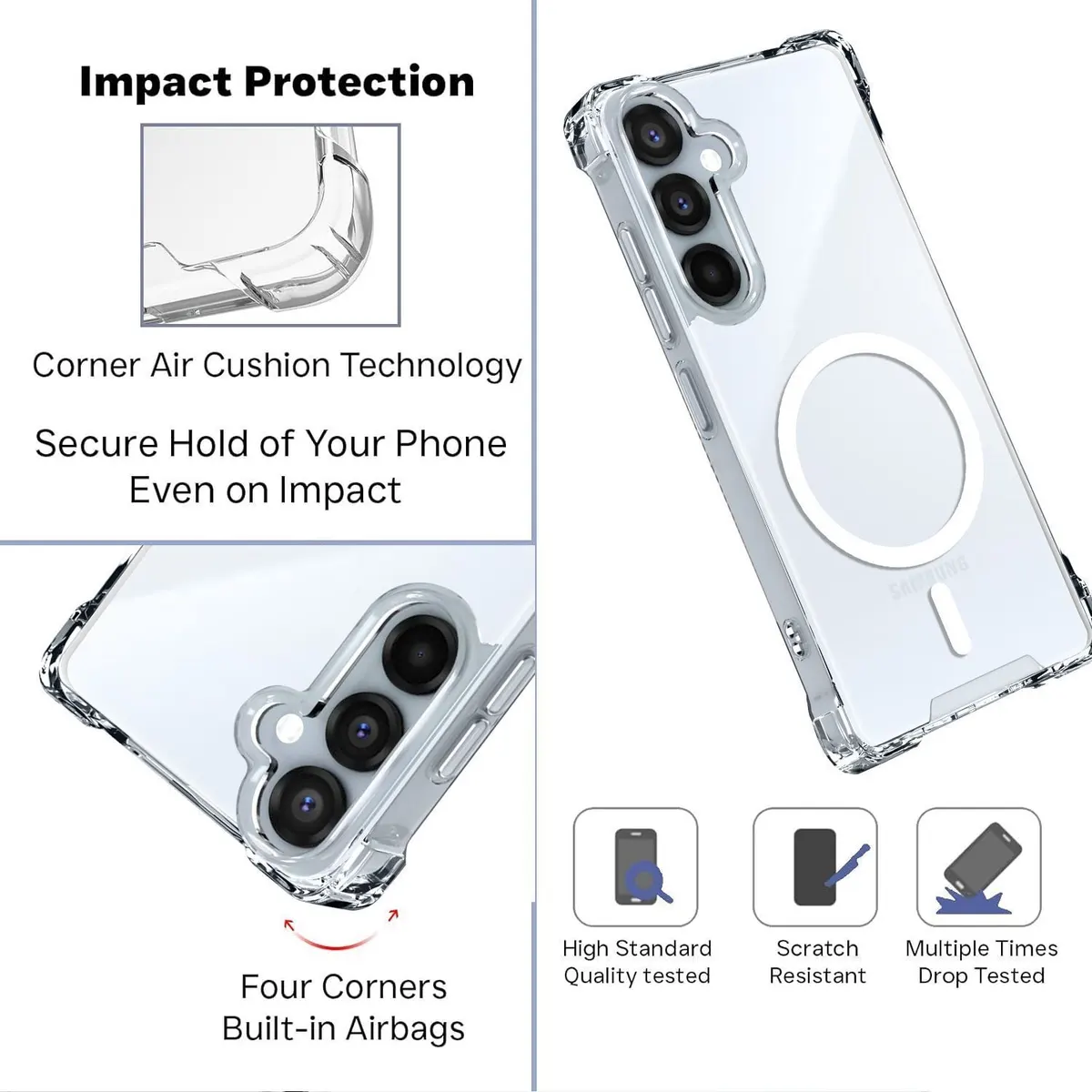 Xolia Back Cover for SAMSUNG Galaxy A35 5G (Transparent, Shock Proof, Polycarbonate, Silicon, Pack of: 1) — image 3 of 5