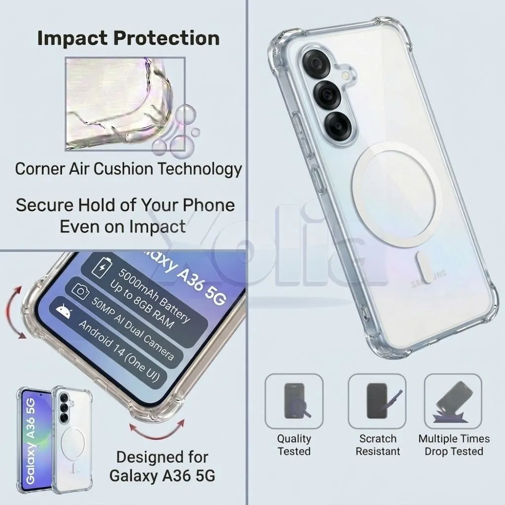 Xolia Back Cover for Samsung Galaxy A36 5G (Transparent, Shock Proof, Polycarbonate, Silicon, Pack of: 1) — image 4 of 5