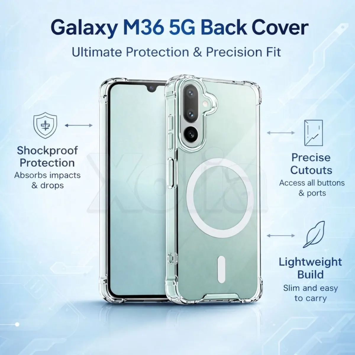 Xolia Back Cover for Samsung Galaxy M36 5G (Transparent, Shock Proof, Polycarbonate, Silicon, Pack of: 1) — image 2 of 5