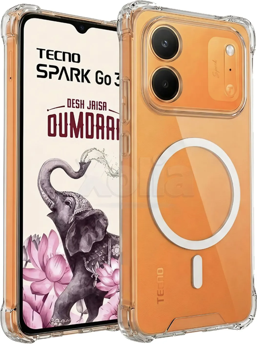 Xolia Back Cover for Tecno Spark Go 3 Pro 5G (Transparent, Shock Proof, Polycarbonate, Silicon, Pack of: 1)