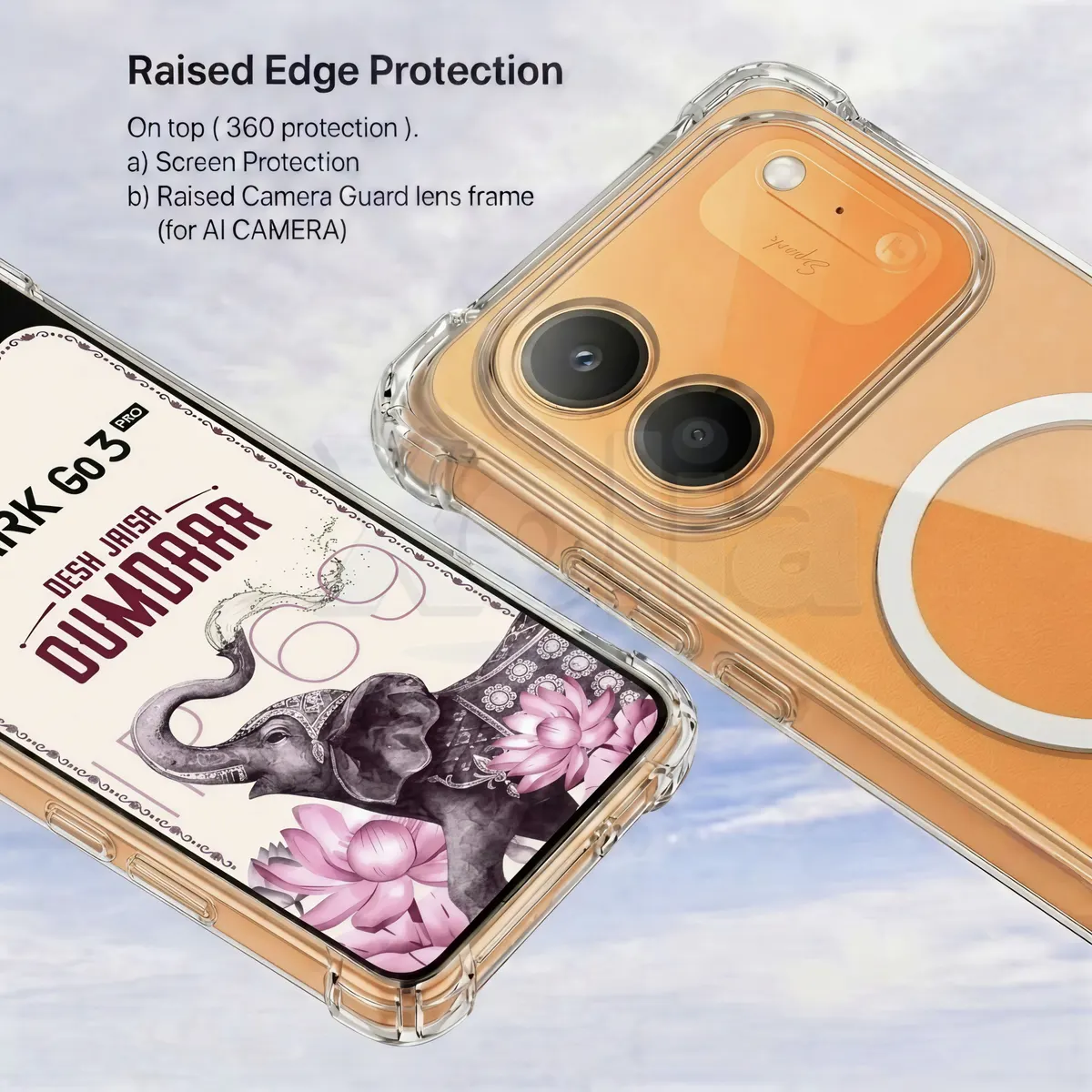 Xolia Back Cover for Tecno Spark Go 3 Pro 5G (Transparent, Shock Proof, Polycarbonate, Silicon, Pack of: 1) — image 2 of 4