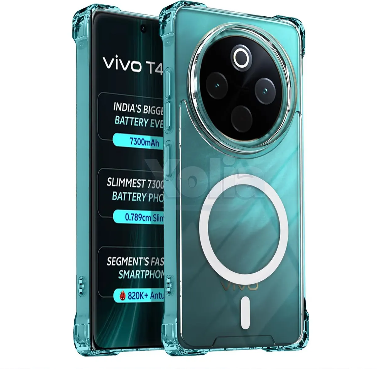 Xolia Back Cover for vivo T4 5G (Transparent, Shock Proof, Polycarbonate, Silicon, Pack of: 1)