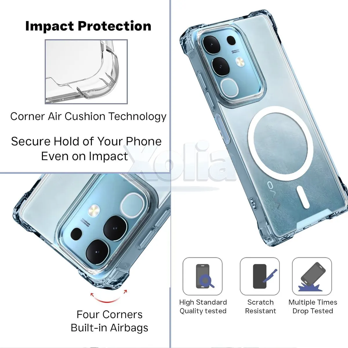Xolia Back Cover for vivo T4x 5G (Transparent, Shock Proof, Polycarbonate, Silicon, Pack of: 1) — image 3 of 5