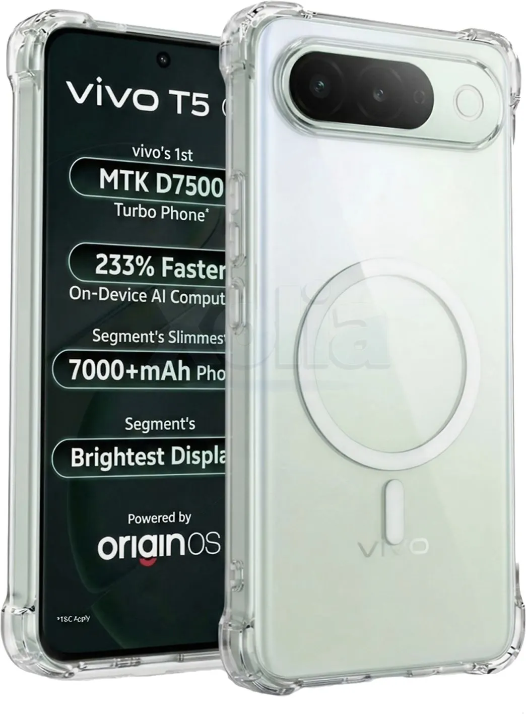 Xolia Back Cover for vivo T5 5G (Transparent, Shock Proof, Polycarbonate, Silicon, Pack of: 1)