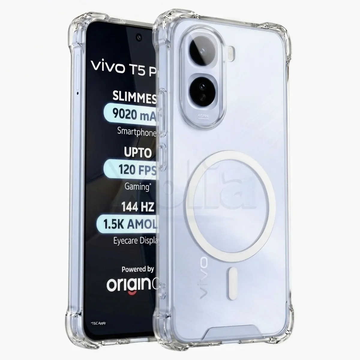 Xolia Back Cover for Vivo T5 Pro 5G (Transparent, Shock Proof, Polycarbonate, Silicon, Pack of: 1)