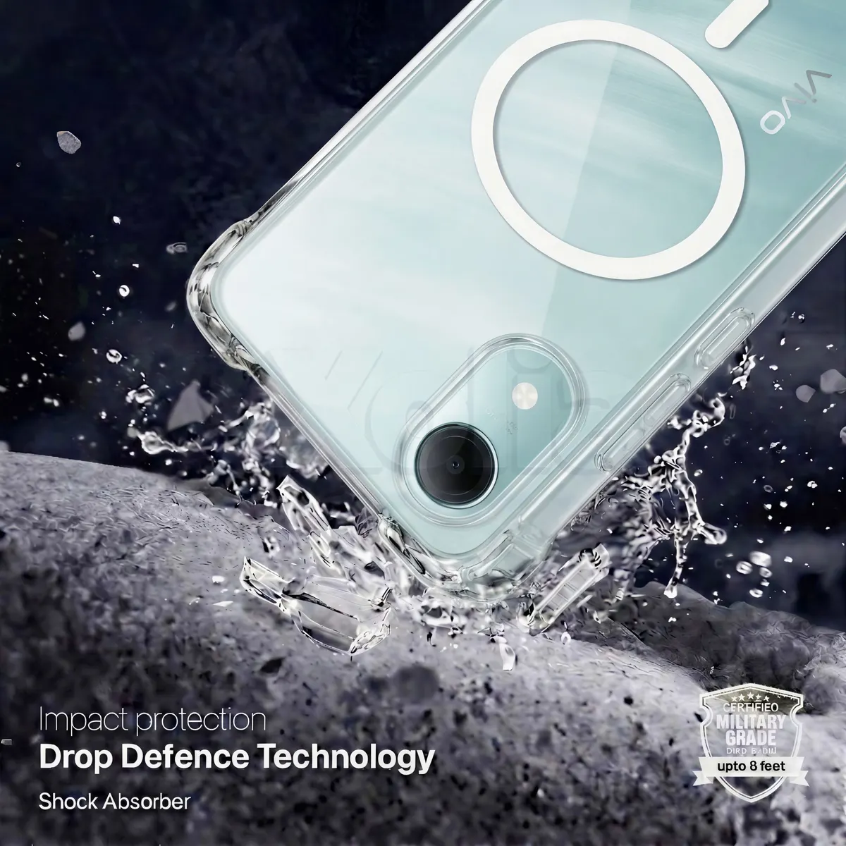 Xolia Back Cover for vivo T5e (Transparent, Shock Proof, Polycarbonate, Silicon, Pack of: 1) — image 2 of 3
