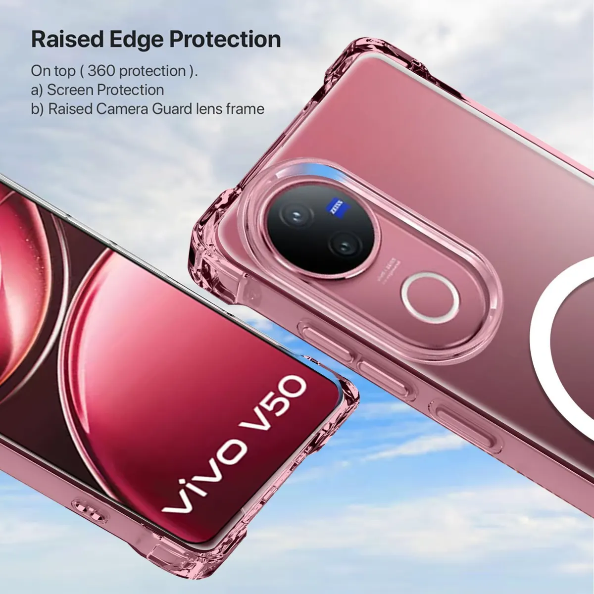 Xolia Back Cover for vivo V50 5G (Transparent, Shock Proof, Polycarbonate, Silicon, Pack of: 1) — image 2 of 5
