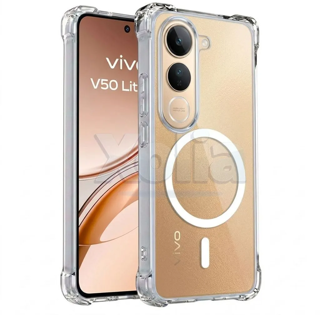 Xolia Back Cover for Vivo V50 Lite 5G (Transparent, Shock Proof, Polycarbonate, Silicon, Pack of: 1)