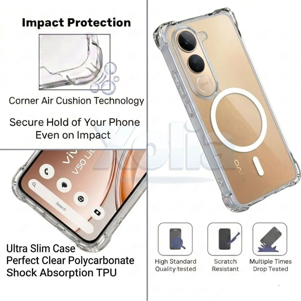 Xolia Back Cover for Vivo V50 Lite 5G (Transparent, Shock Proof, Polycarbonate, Silicon, Pack of: 1) — image 3 of 4