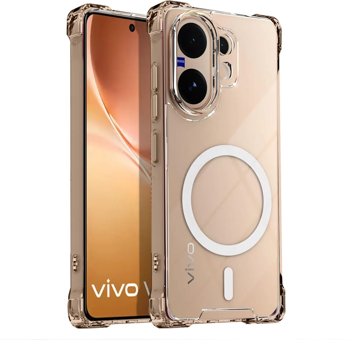 Xolia Back Cover for Vivo V60 5G (Transparent, Shock Proof, Polycarbonate, Silicon, Pack of: 1)