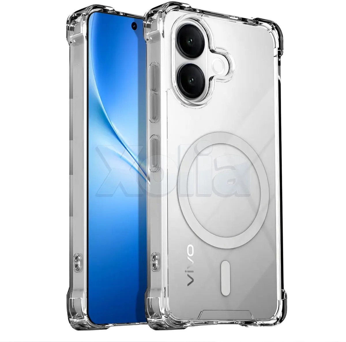 Xolia Back Cover for VIVO V60 Lite 5G (Transparent, Shock Proof, Polycarbonate, Silicon, Pack of: 1)