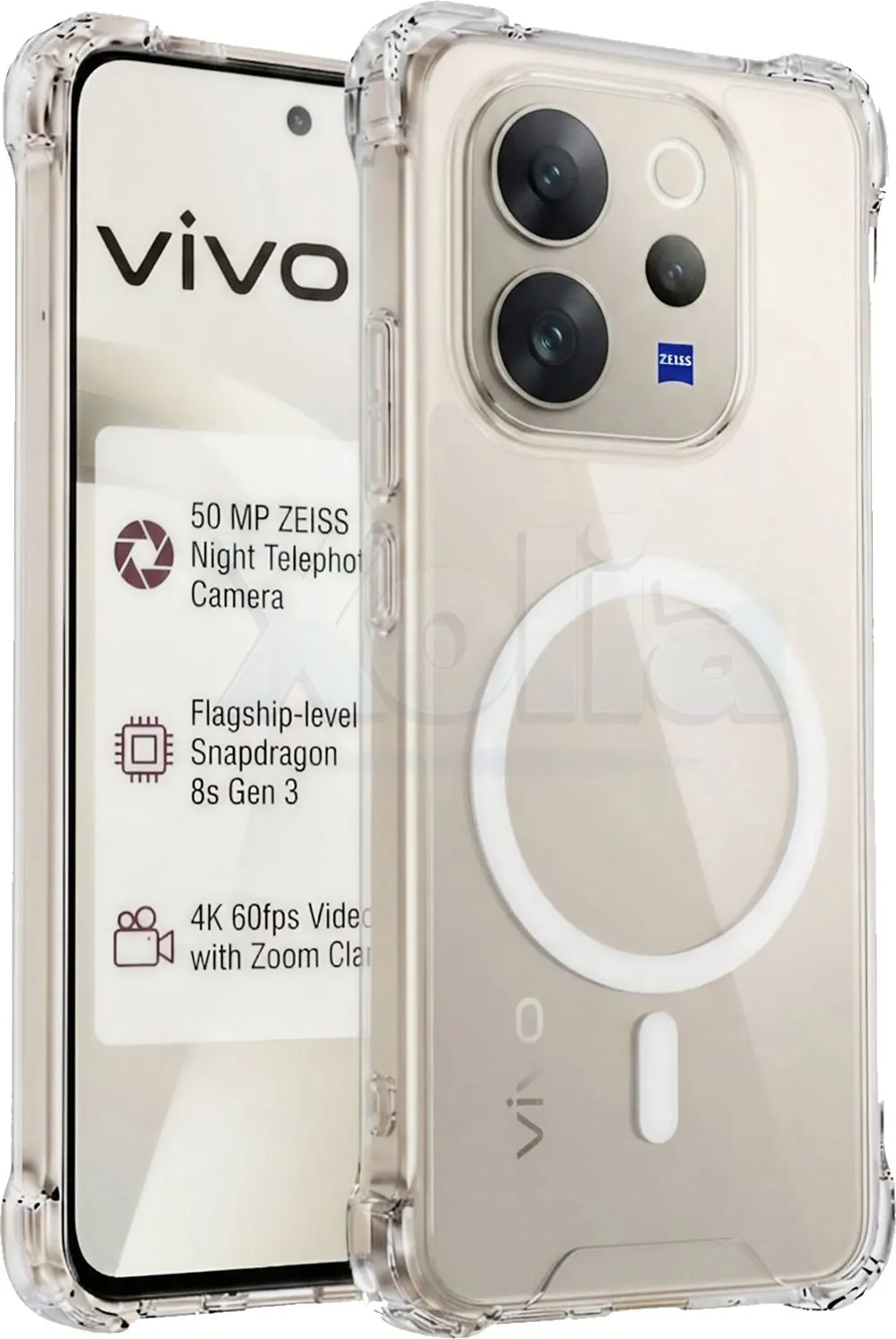Xolia Back Cover for Vivo V70 Elite 5G (Transparent, Shock Proof, Polycarbonate, Silicon, Pack of: 1)