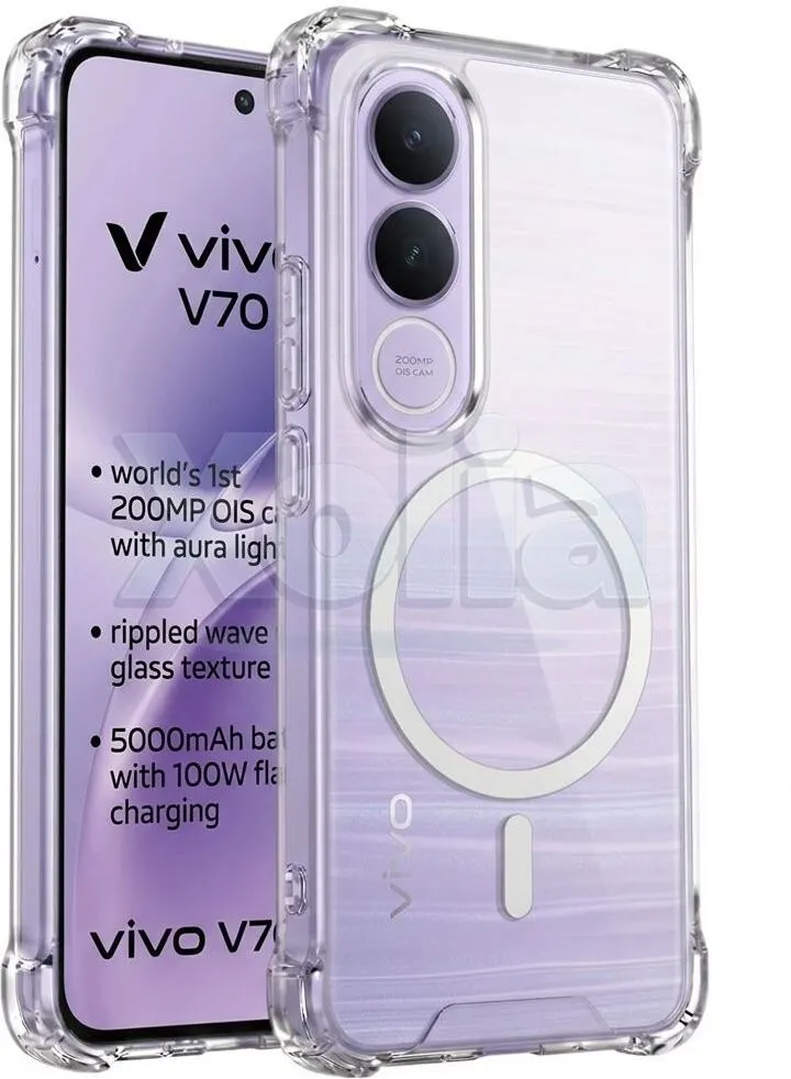 Xolia Back Cover for Vivo V70 FE 5G (Transparent, Shock Proof, Polycarbonate, Silicon, Pack of: 1)