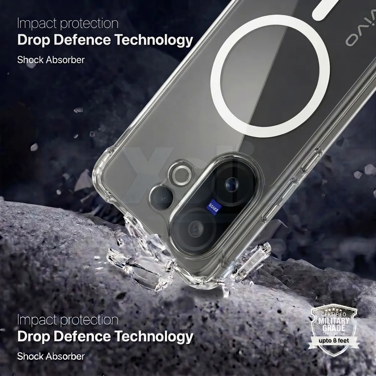 Xolia Back Cover for Vivo X200 FE 5G (Transparent, Shock Proof, Polycarbonate, Silicon, Pack of: 1) — image 3 of 5