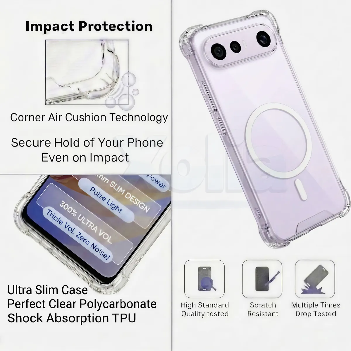 Xolia Back Cover for Vivo X300 Fe 5G (Transparent, Shock Proof, Polycarbonate, Silicon, Pack of: 1) — image 3 of 4