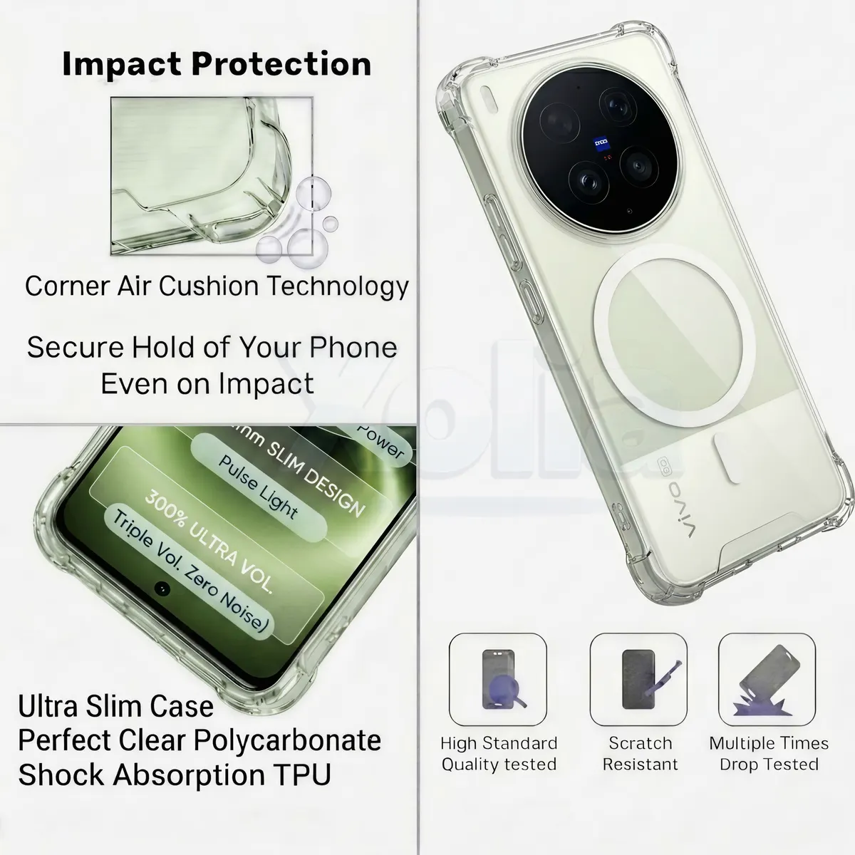 Xolia Back Cover for Vivo X300 Ultra 5G (Transparent, Shock Proof, Polycarbonate, Silicon, Pack of: 1) — image 4 of 5