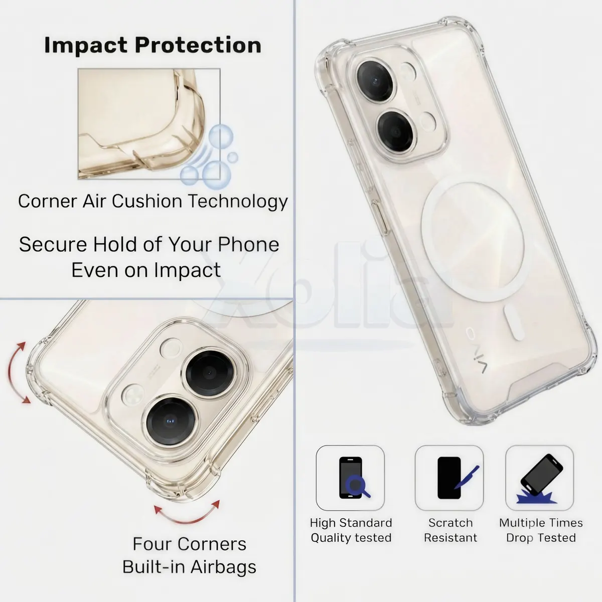 Xolia Back Cover for Vivo Y21 5G (Transparent, Shock Proof, Polycarbonate, Silicon, Pack of: 1) — image 3 of 4