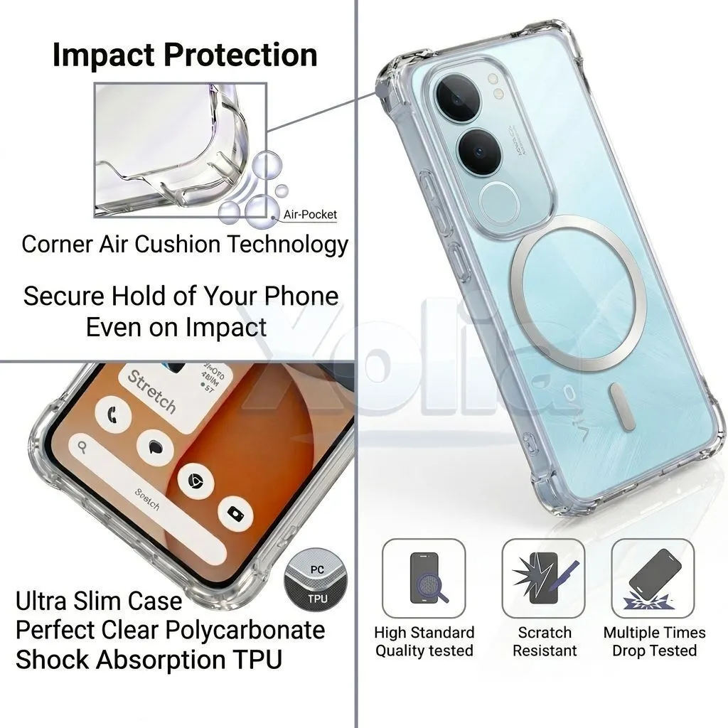 Xolia Back Cover for vivo Y29 5G (Transparent, Shock Proof, Polycarbonate, Silicon, Pack of: 1) — image 4 of 5