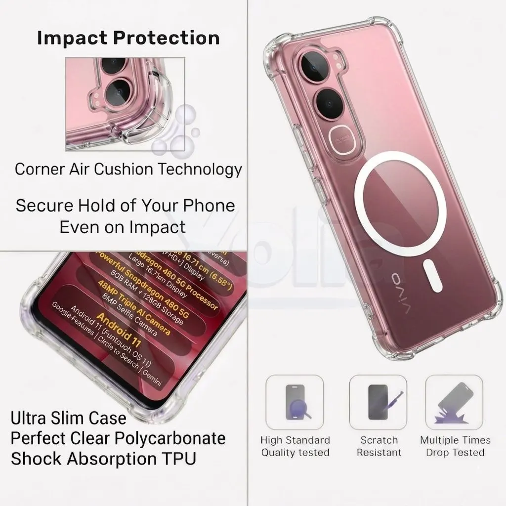 Xolia Back Cover for Vivo Y31 5G (Transparent, Shock Proof, Polycarbonate, Silicon, Pack of: 1) — image 4 of 5