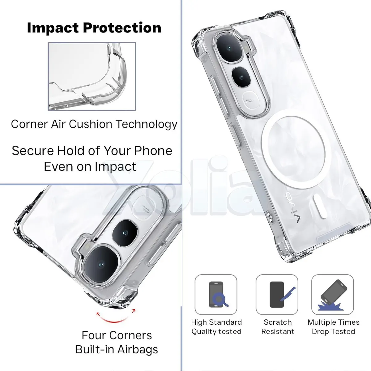Xolia Back Cover for Vivo Y400 5G (Transparent, Shock Proof, Polycarbonate, Silicon, Pack of: 1) — image 3 of 5