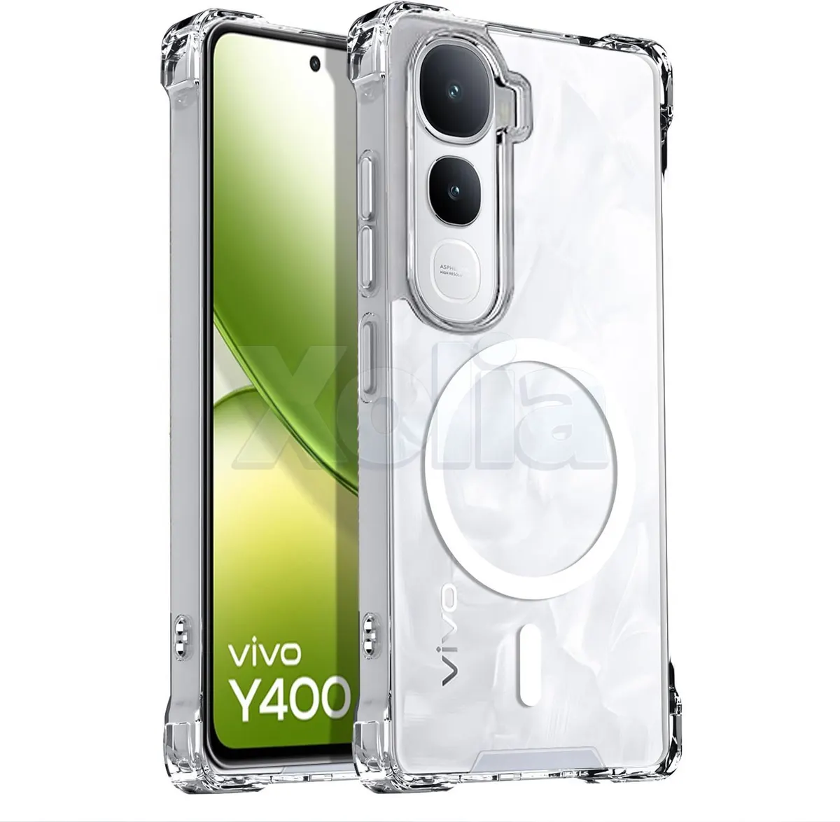 Xolia Back Cover for VIVO Y400 PRO 5G (Transparent, Shock Proof, Polycarbonate, Silicon, Pack of: 1)