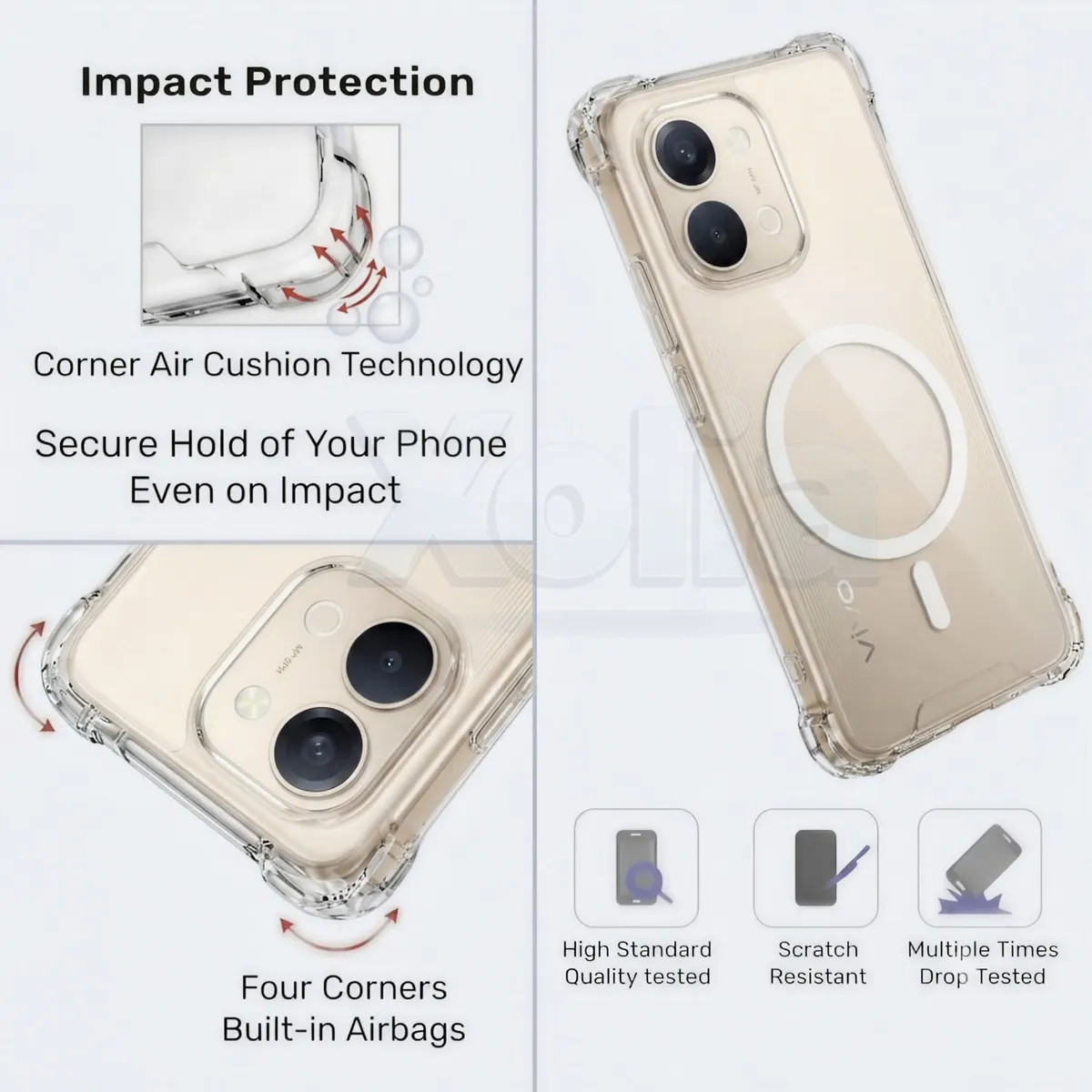 Xolia Back Cover for Vivo Y51 Pro 5G (Transparent, Shock Proof, Polycarbonate, Silicon, Pack of: 1) — image 4 of 5