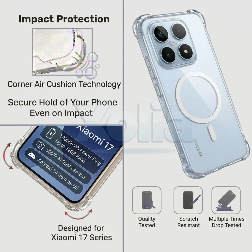 Xolia Back Cover for Xiaomi 17 5G (Transparent, Shock Proof, Polycarbonate, Silicon, Pack of: 1) — image 4 of 5