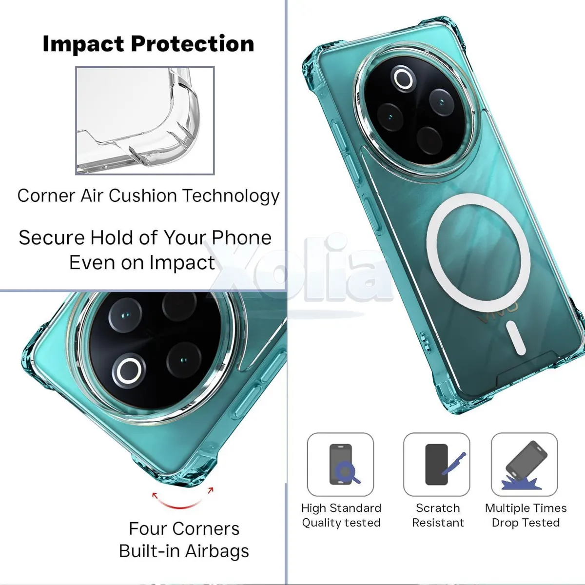 Xolia Back Cover for iQOO Z10 5G (Transparent, Shock Proof, Polycarbonate, Silicon, Pack of: 1) — image 3 of 5