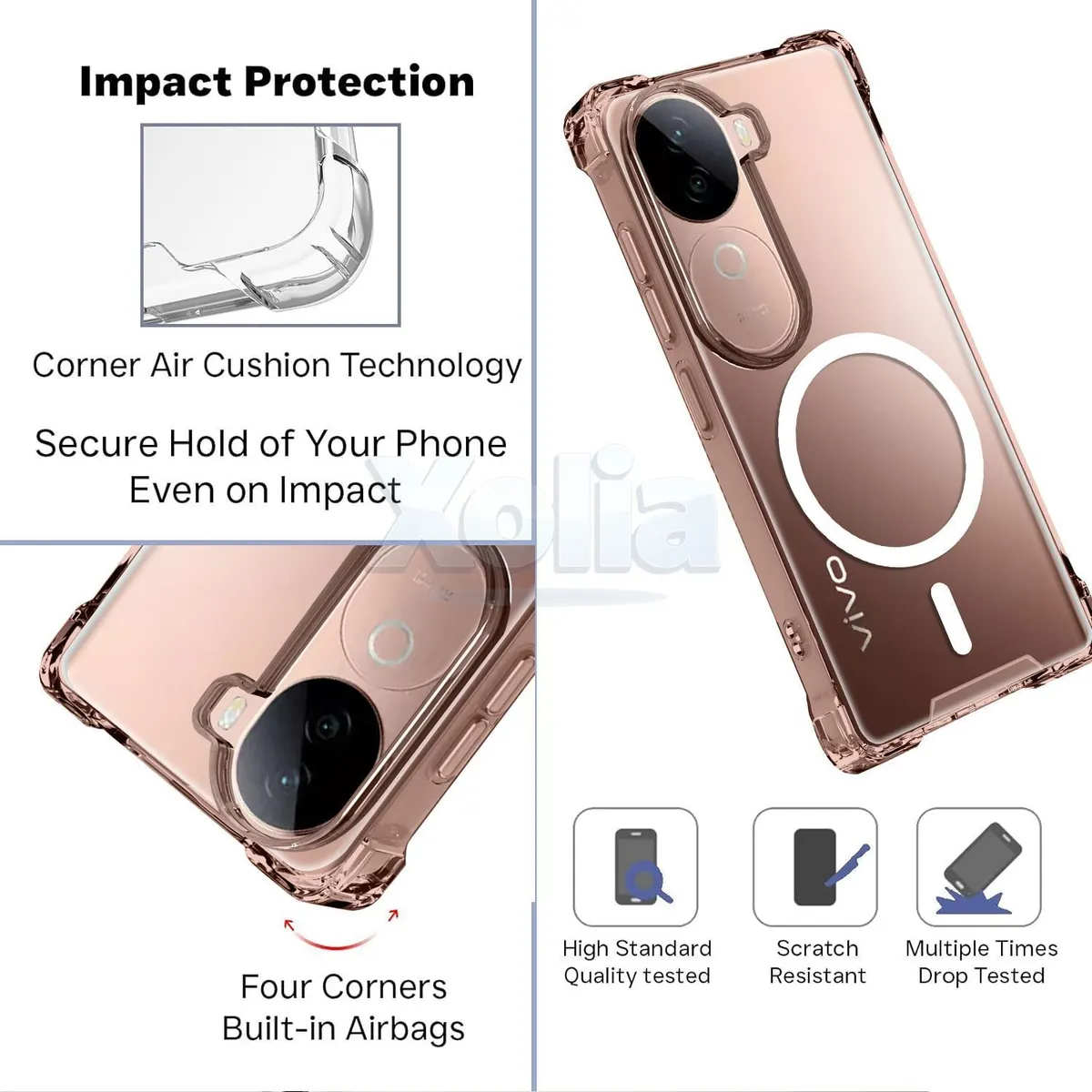 Xolia Back Cover for iQOO Z9s 5G (Transparent, Shock Proof, Polycarbonate, Silicon, Pack of: 1) — image 3 of 5