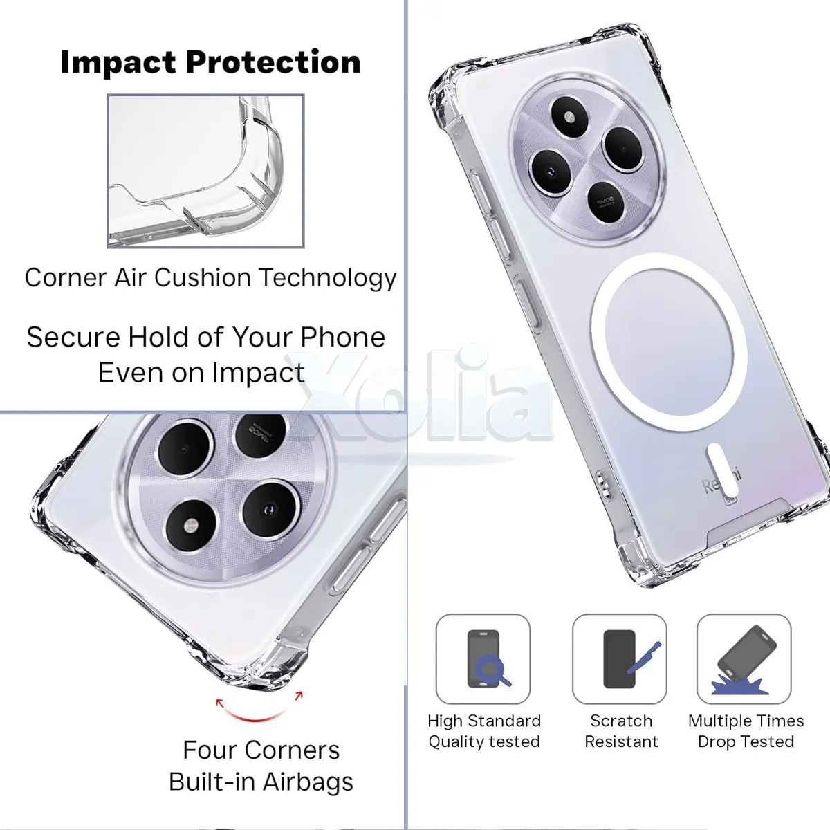 Xolia Back Cover for Redmi 14C 5G (Transparent, Shock Proof, Polycarbonate, Silicon, Pack of: 1) — image 3 of 5