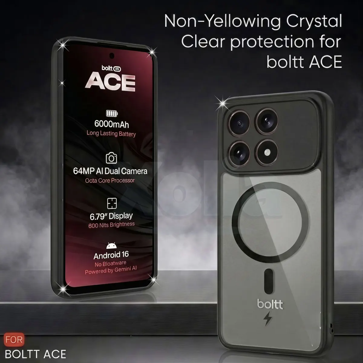 Xolia Back Cover for boltt ACE 5G (Black, Shock Proof, Polycarbonate, Silicon, Pack of: 1) — image 2 of 4
