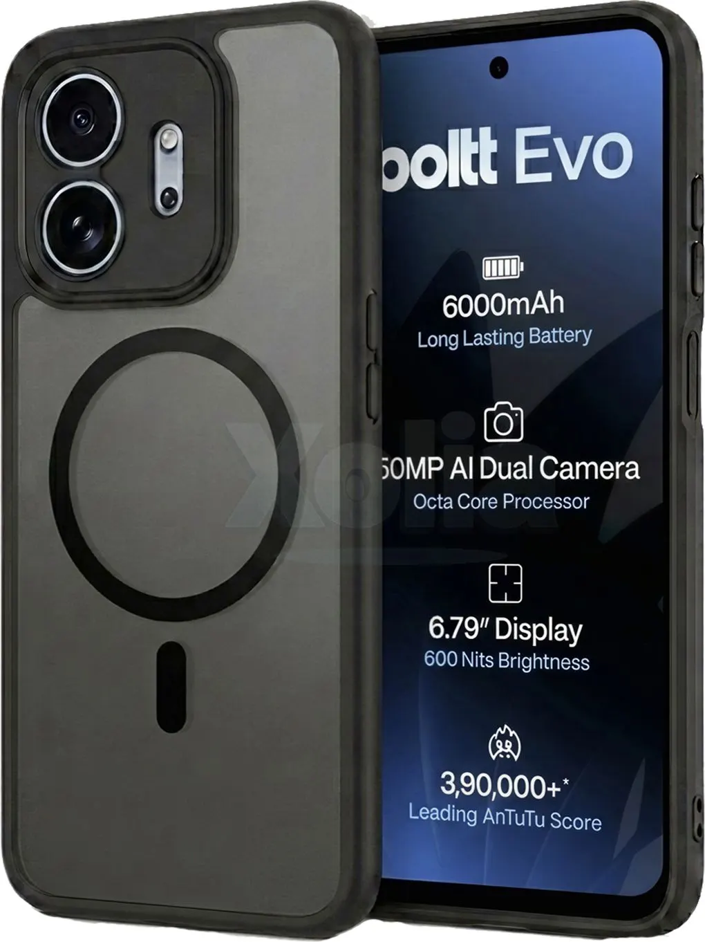 Xolia Back Cover for boltt EVO (Black, Shock Proof, Polycarbonate, Silicon, Pack of: 1)