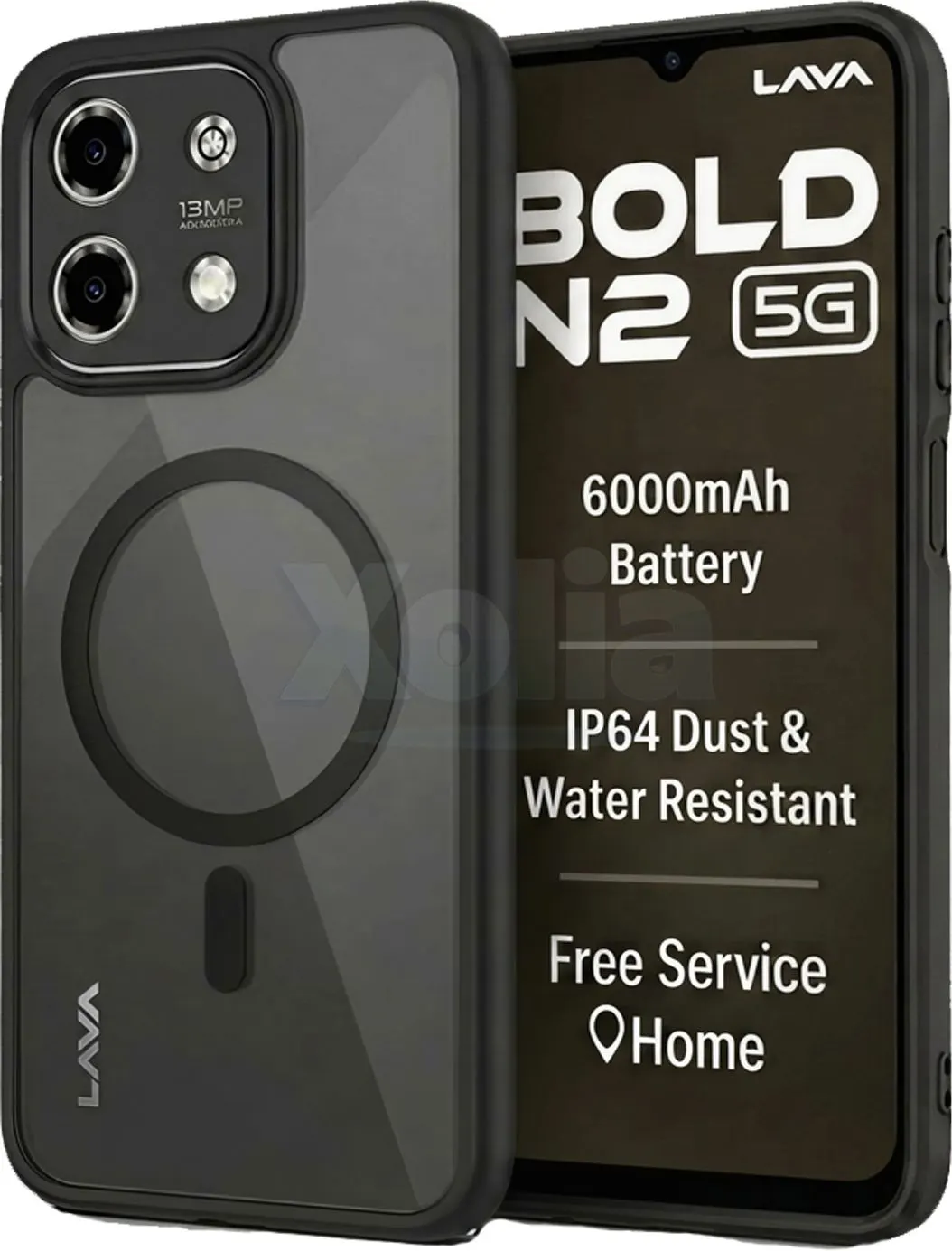 Xolia Back Cover for LAVA Bold N2 5G (Black, Shock Proof, Polycarbonate, Silicon, Pack of: 1)