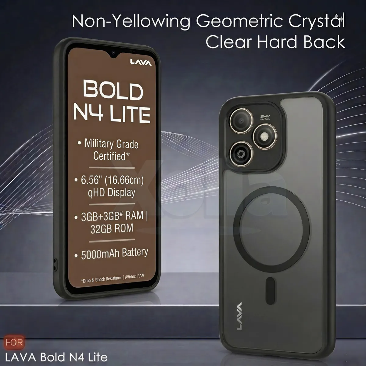 Xolia Back Cover for Lava Bold N4 Lite (Black, Shock Proof, Polycarbonate, Silicon, Pack of: 1) — image 2 of 4