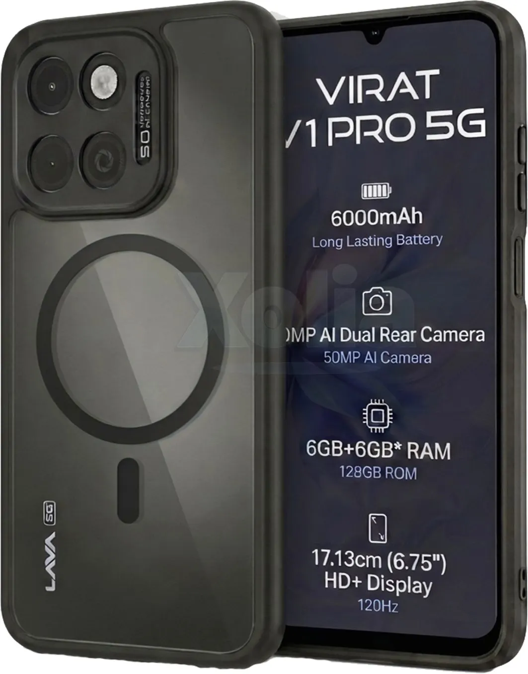 Xolia Back Cover for LAVA Virat V1 Pro 5G (Black, Shock Proof, Polycarbonate, Silicon, Pack of: 1)