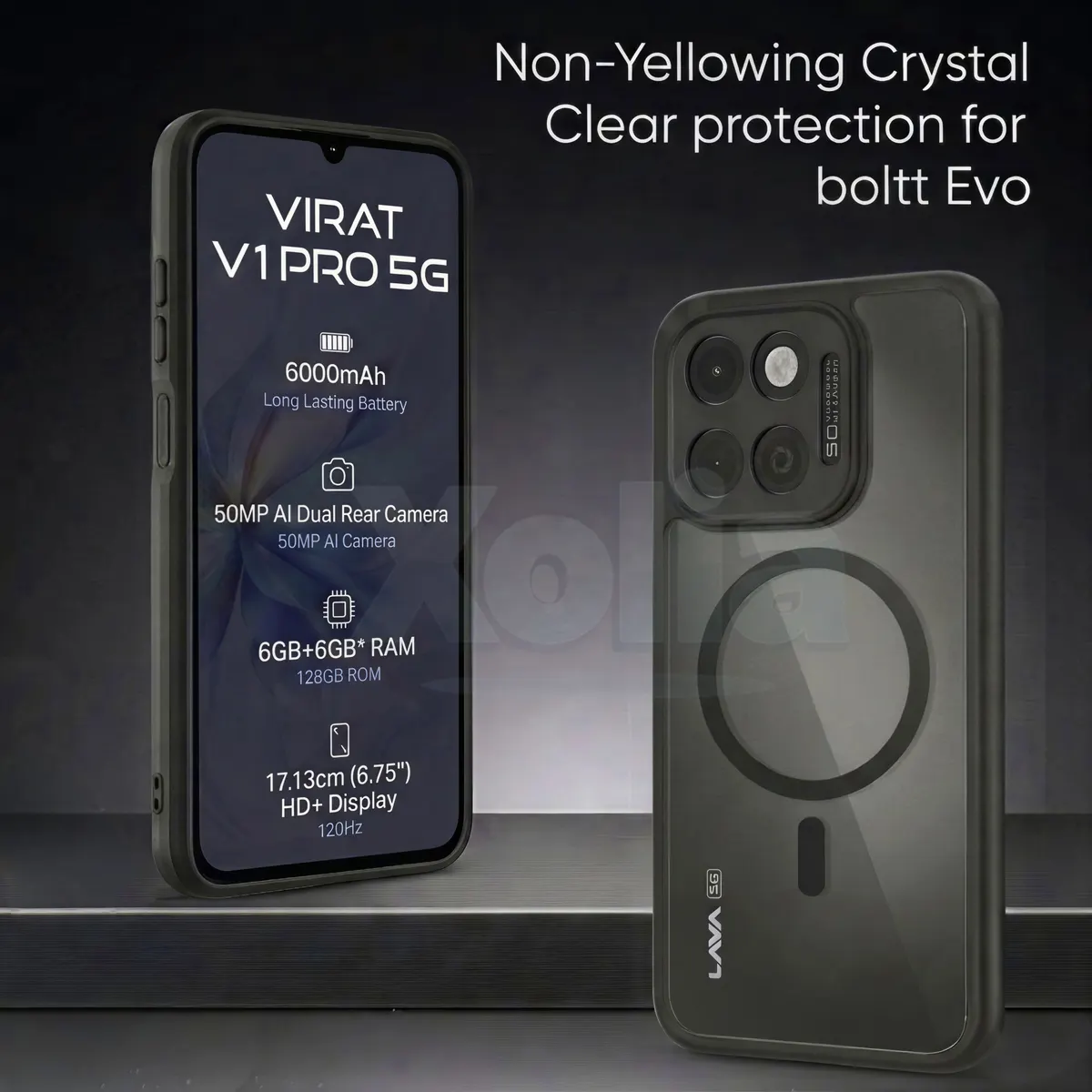 Xolia Back Cover for LAVA Virat V1 Pro 5G (Black, Shock Proof, Polycarbonate, Silicon, Pack of: 1) — image 2 of 4