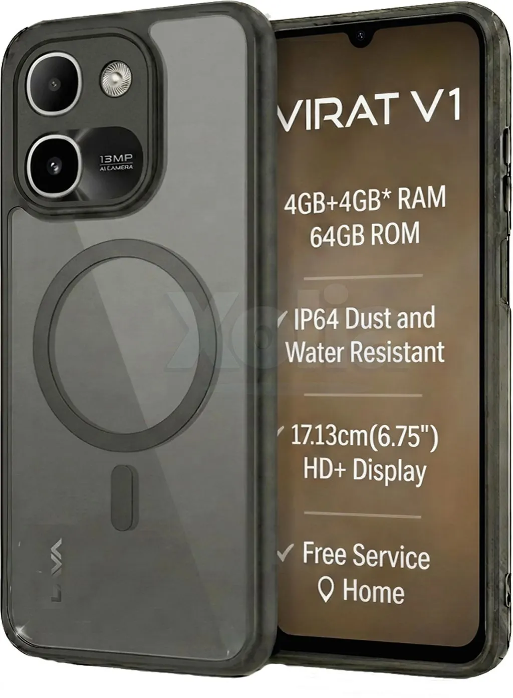 Xolia Back Cover for LAVA Virat V1 (Black, Shock Proof, Polycarbonate, Silicon, Pack of: 1)